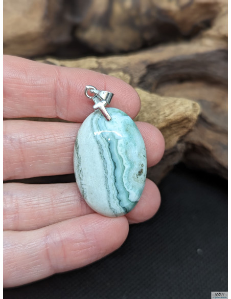 Pendentif de Calcédoine Saturne de 29.4 * 19.7 mm de La Bijouterie Minérale