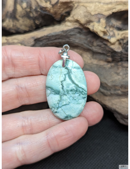 Pendentif de Calcédoine Saturne de 32 * 21.7 mm de La Bijouterie Minérale