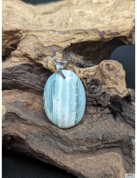 Pendentif de Calcédoine Saturne de 29 * 20.8 mm de La Bijouterie Minérale