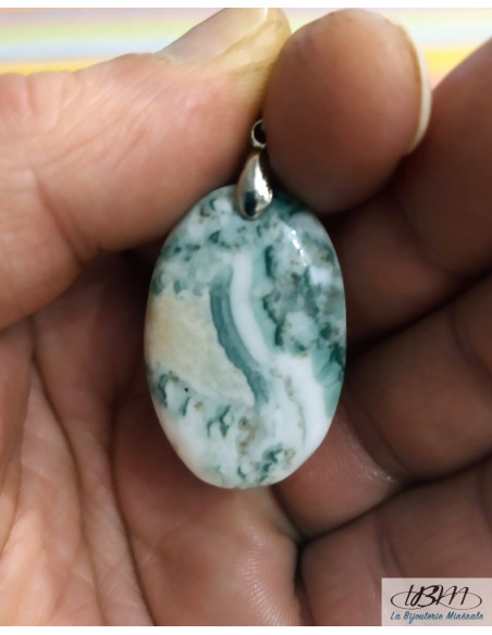 Pendentif de Calcédoine Saturne de 33 * 21.8 mm de La Bijouterie Minerale