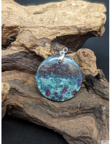 Pendentif de Fuschite-Rubis de 29.7 mm en forme ronde de La Bijouterie Minérale