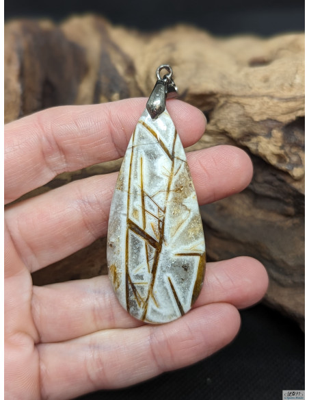 Pendentif Agate veine Wild Hopper de 56.1 * 24.7 mm de La Bijouterie Minérale