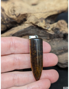 Grand Pendentif oeil de tigre de 42.4 *22.1 mm de La Bijouterie Minerale 2