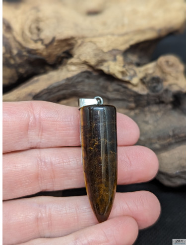 Grand Pendentif oeil de tigre de 42.4 *22.1 mm de La Bijouterie Minerale