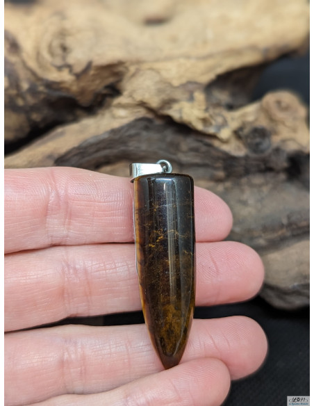 Grand Pendentif oeil de tigre de 42.4 *22.1 mm de La Bijouterie Minerale