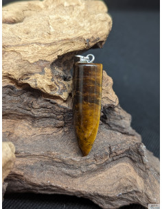 Grand Pendentif oeil de tigre de 42.4 *22.1 mm de La Bijouterie Minerale