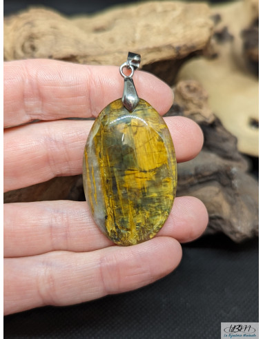 Pendentif cabochon de Mellite naturelle de 40.4 x 25.6 mm de La Bijouterie Minérale