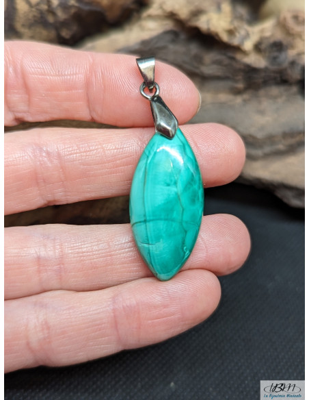 Pendentif cabochon de Malachite naturelle de 32.1 * 15.5 mm de La Bijouterie Minérale