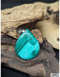 Pendentif cabochon de Malachite naturelle de 38.9 x 30.9 mm de La Bijouterie Minérale 2