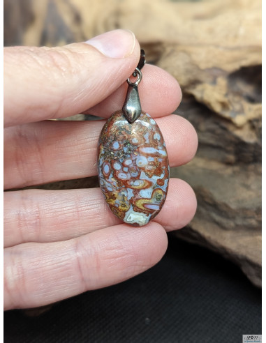 Pendentif d'Agate Plume de 28.6 * 17.2 mm par La Bijouterie Minérale