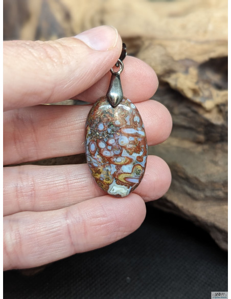 Pendentif d'Agate Plume de 28.6 * 17.2 mm par La Bijouterie Minérale