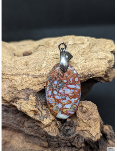 Pendentif d'Agate Plume de 28.6 * 17.2 mm par La Bijouterie Minérale