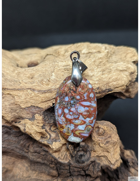 Pendentif d'Agate Plume de 28.6 * 17.2 mm par La Bijouterie Minérale
