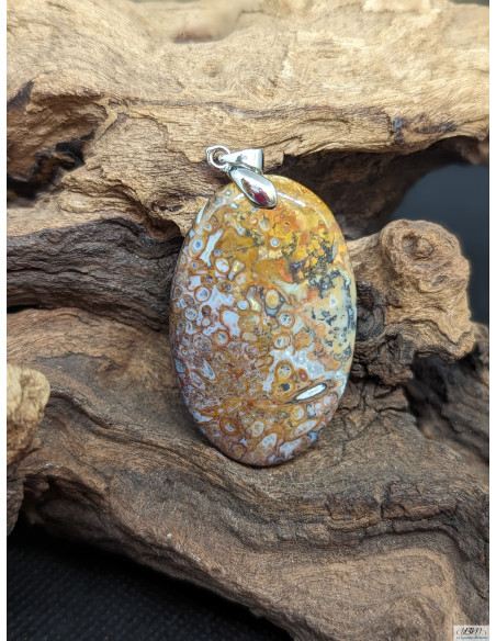 Pendentif d'Agate Plume de 39.4 * 25.1 mm par La Bijouterie Minérale
