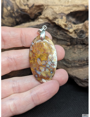 Pendentif d'Agate Plume de 35.8 * 21.3 mm par La Bijouterie Minérale