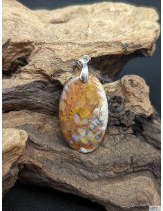 Pendentif d'Agate Plume de 35.8 * 21.3 mm par La Bijouterie Minérale