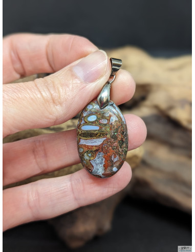 Pendentif d'Agate Plume de 28.5 * 18.4 mm par La Bijouterie Minérale