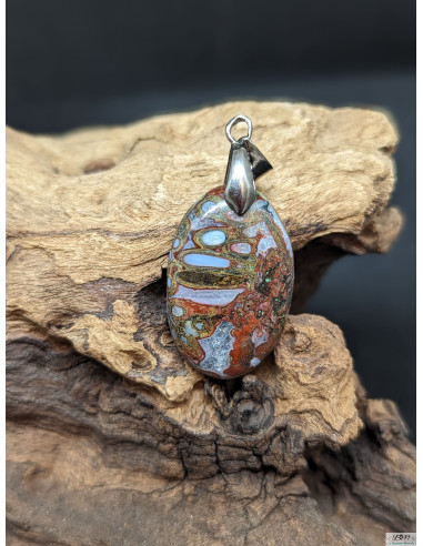 Pendentif d'Agate Plume de 28.5 * 18.4 mm par La Bijouterie Minérale