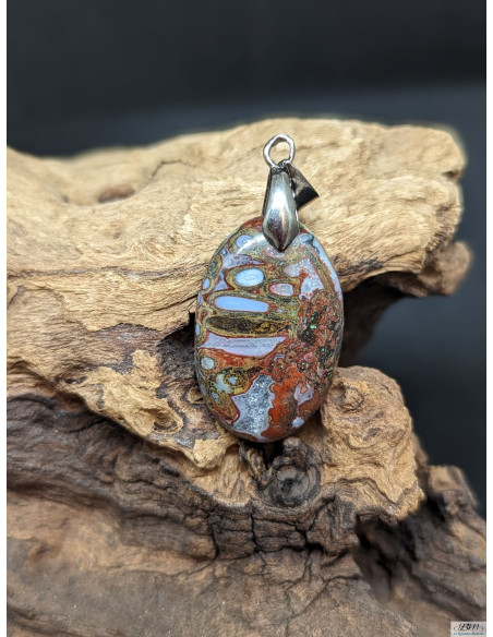 Pendentif d'Agate Plume de 28.5 * 18.4 mm par La Bijouterie Minérale