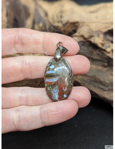 Pendentif d'Agate Plume de 28.5 * 18.4 mm par La Bijouterie Minérale