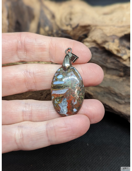 Pendentif d'Agate Plume de 28.5 * 18.4 mm par La Bijouterie Minérale