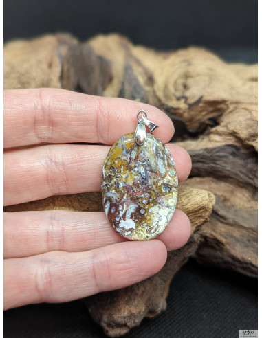 Pendentif d'Agate Plume de 33.2 * 23.4 mm par La Bijouterie Minérale