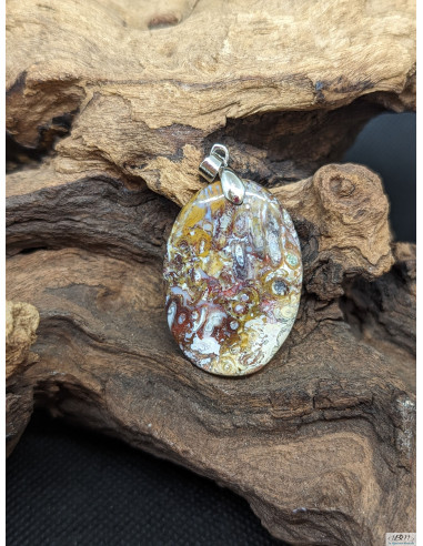 Pendentif d'Agate Plume de 33.2 * 23.4 mm par La Bijouterie Minérale