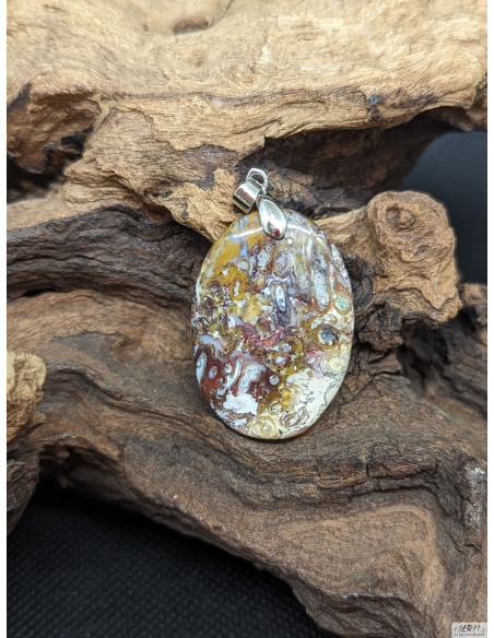 Pendentif d'Agate Plume de 33.2 * 23.4 mm par La Bijouterie Minérale