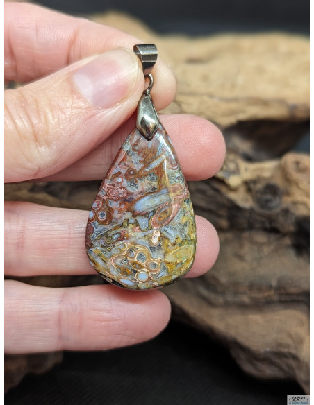 Pendentif d'Agate Plume de 35.3 * 22.5 mm par La Bijouterie Minérale
