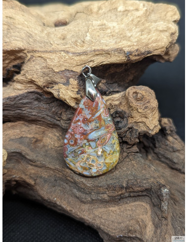 Pendentif d'Agate Plume de 35.3 * 22.5 mm par La Bijouterie Minérale