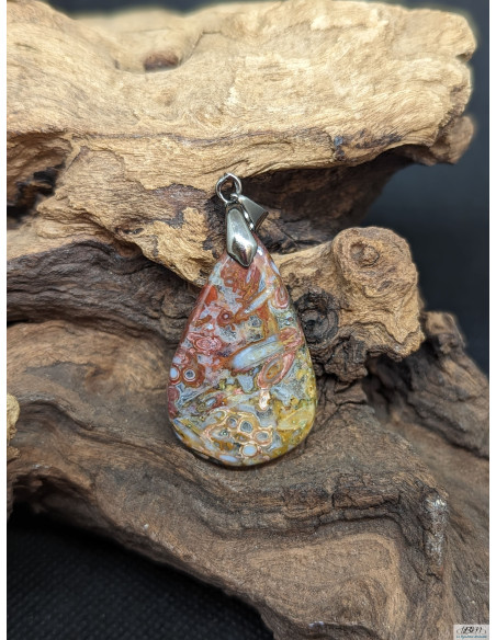 Pendentif d'Agate Plume de 35.3 * 22.5 mm par La Bijouterie Minérale