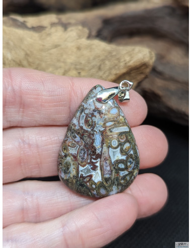 Pendentif d'Agate Plume de 32.5 * 24 mm par La Bijouterie Minérale
