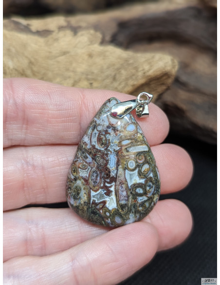 Pendentif d'Agate Plume de 32.5 * 24 mm par La Bijouterie Minérale