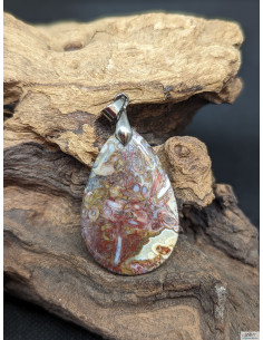 Pendentif d'Agate Plume de 39.4 * 26.2 mm par La Bijouterie Minérale