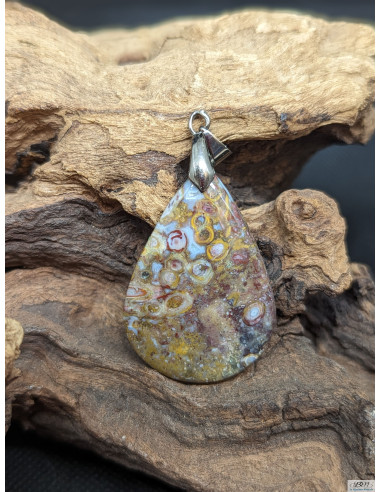 Pendentif d'Agate Plume de 38.2 * 27.1 mm par La Bijouterie Minérale