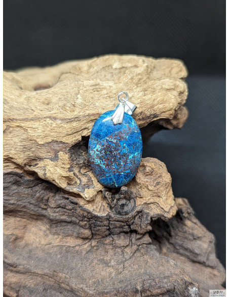 Pendentif cabochon en Shattuckite de 24 * 16.7 mmde La Bijouterie Minérale