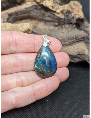 Pendentif cabochon en Shattuckite de 27.2 * 18.1 mm de La Bijouterie Minérale