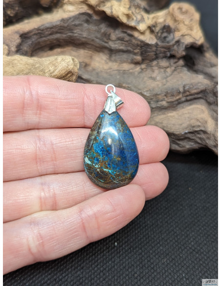 Pendentif cabochon en Shattuckite de 27.2 * 18.1 mm de La Bijouterie Minérale