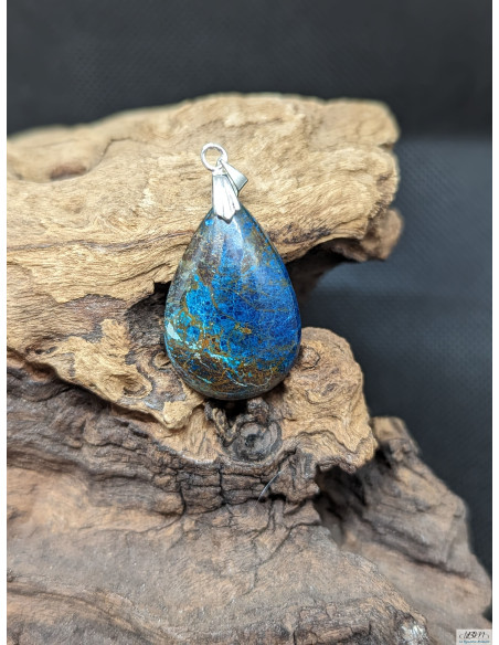 Pendentif cabochon en Shattuckite de 27.2 * 18.1 mm de La Bijouterie Minérale