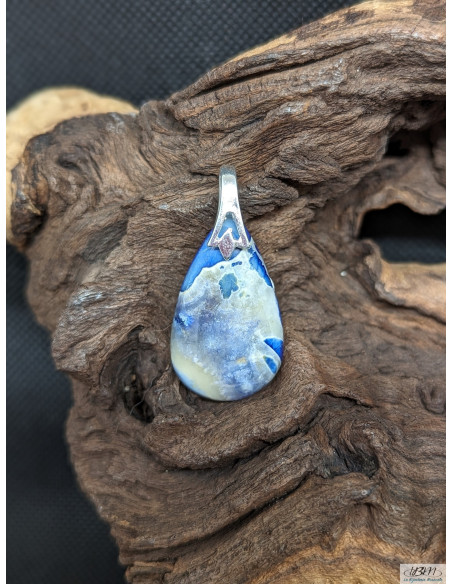 Pendentif cabochon en Jaspe Cobra bleu de 30.2 x 18.1 mm de La Bijouterie Minérale