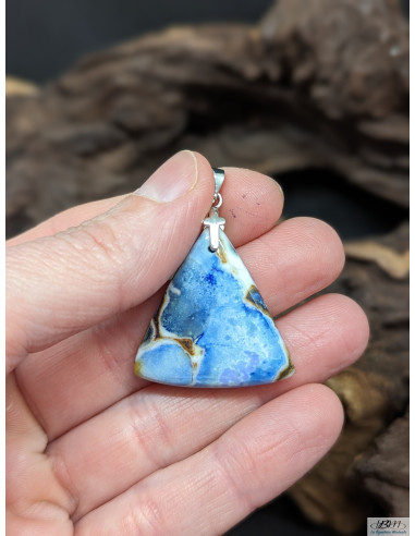 Pendentif cabochon en Jaspe Cobra bleu de 28.3 x 27.4 mm de La Bijouterie Minérale