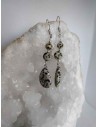Boucles d'oreille en pierre de jaspe dalmatien en perle et goutte d'eau plate