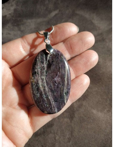 pierre de charoite en pendentif oval • Sister's Gemmes